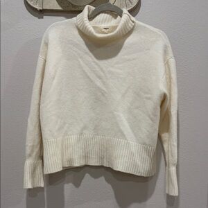 Sandro Paris Cream Wool Turtleneck Sweater Cropped Ribbed Hem Size 1